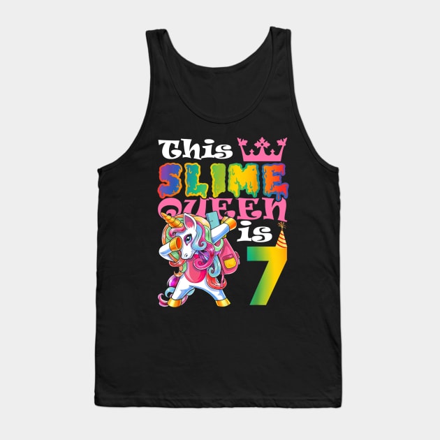 Kids Slime Queen 7 7th Birthday Unicorn Gift Tank Top by Ortizhw